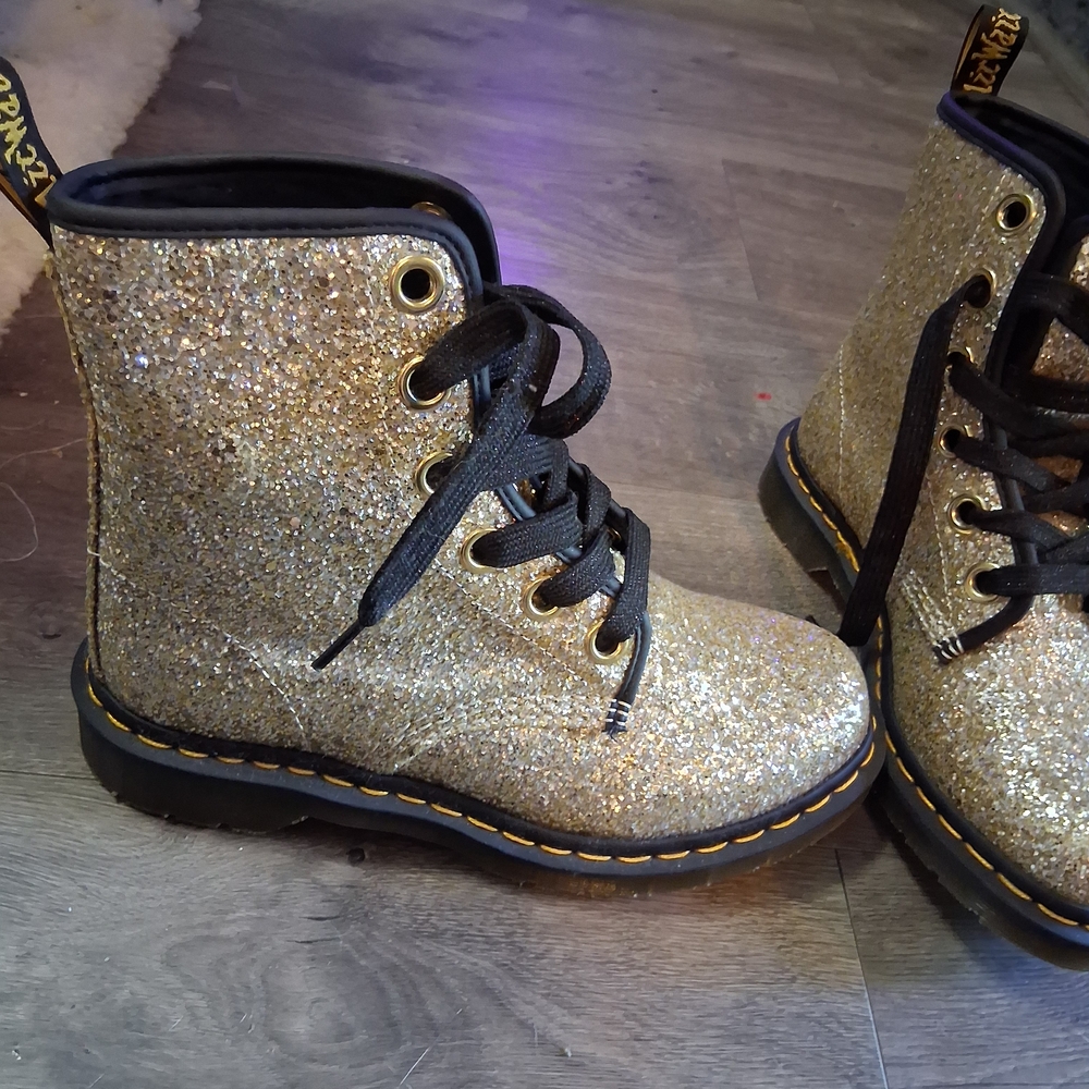 Dr. Martens Gold Glitter Combat Boots